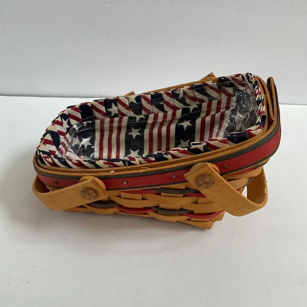 Longaberger All American SUMMERTIME Patriotic Basket Star Stripe Liner Protector